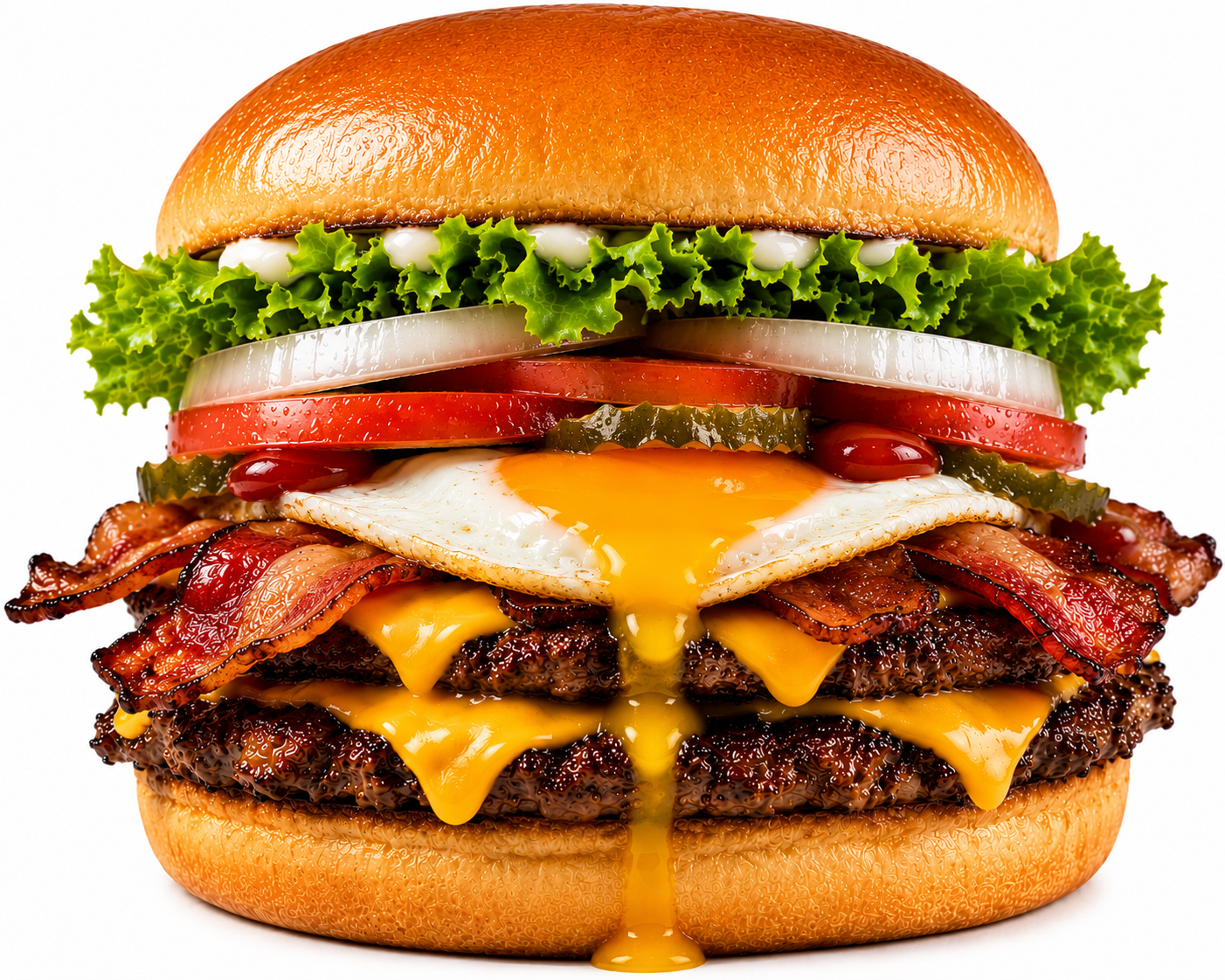 Hamburguesa Doble con Queso, Tocino y Huevo